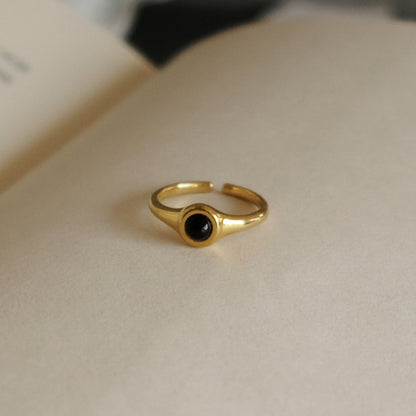 European and American All-Match Pearl Black Onyx Ring
