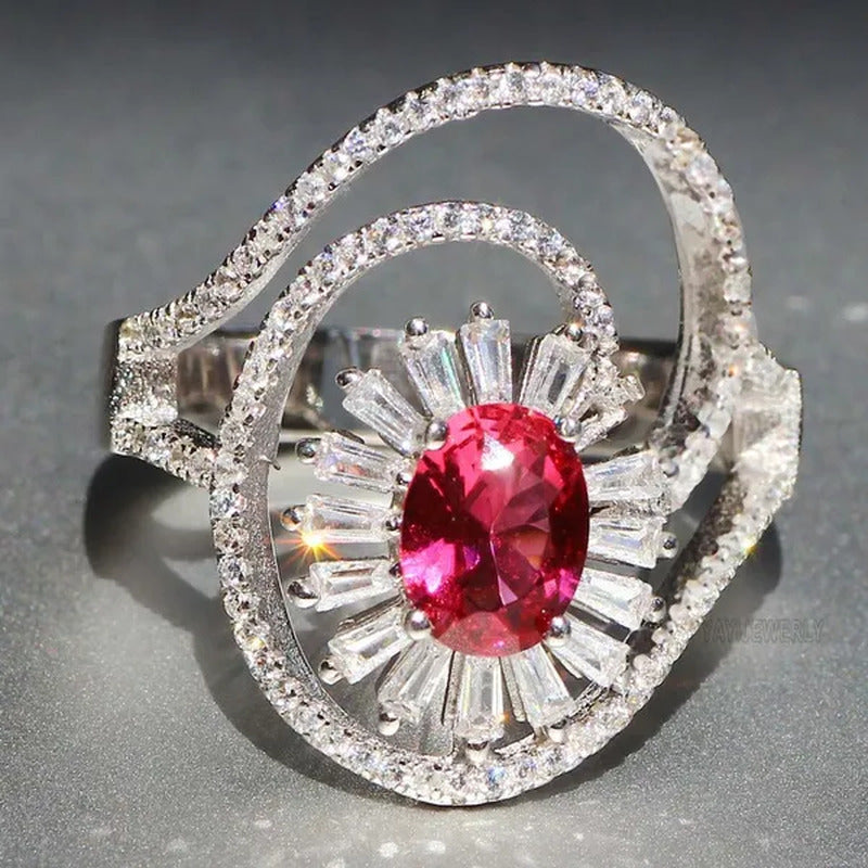Gorgeous 925 Silver Natural Gemstones Ruby Wedding Birthstone Bride Engagement M