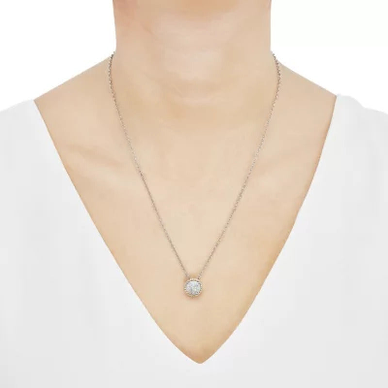 0.20 CT. T.W. Diamond Halo Pendant and Earring Set in Sterling Silver and 14K Ye