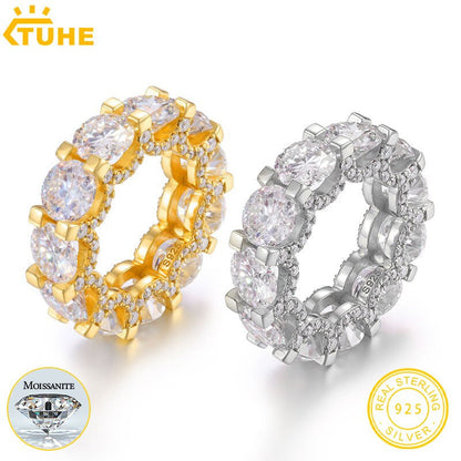 New Men Ring Luxury Moissanite Ring Silver 925 for Men Hip Hop Jewelry Sterling