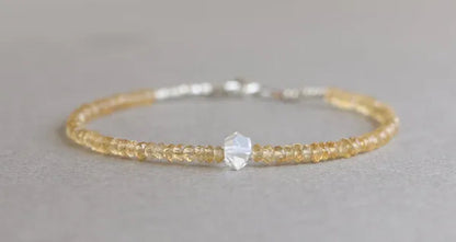 Citrine Bracelet, Herkimer Diamond Bracelet, November Birthstone Bracelet, Shade
