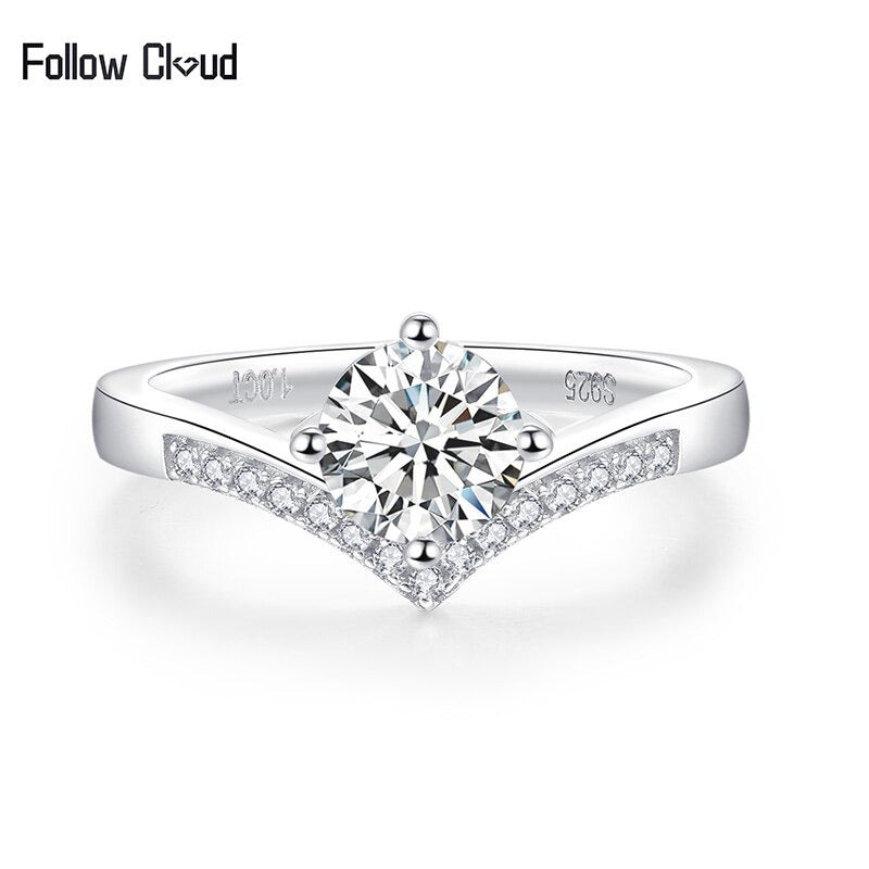 2.0 Carat 8Mm Moissanite Proposal Ring for Women Classic Crown Lab Grown Diamond