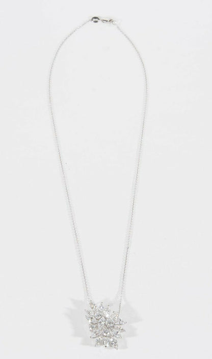 Diamond Cluster Pendant 2.55 carats F VS marquise, pear and round brilliant 18 k