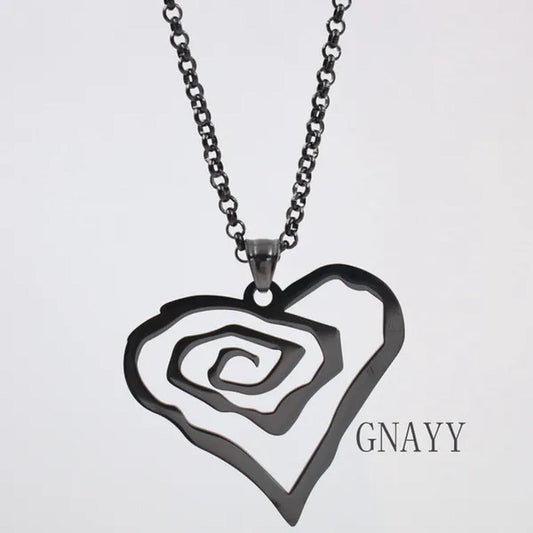 Black Marilyn Manson Heart ROSE Charm NEW MM Rose TOP round Chain 18-36Inch Neck
