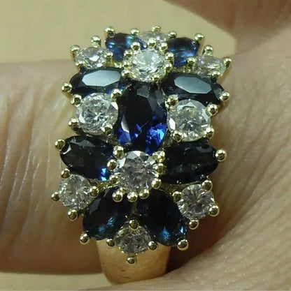 5-Color Natural 6.69CT White/Alexandrite/Sapphire/Ruby/Emerald Diamond 14K Yello