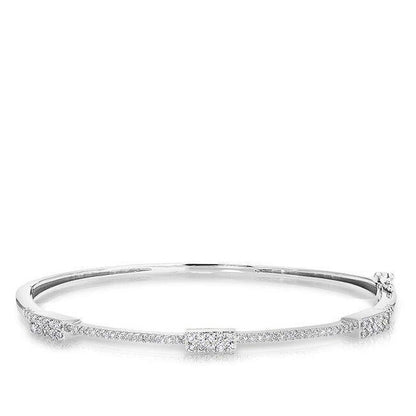 27077 3.75 CT round Cut Diamonds Womens Bangle - 14K White Gold