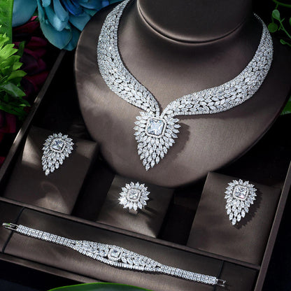 New White Color Fashion Top Quality Wedding Jewelry Sets AAA CZ Geometric Bridal
