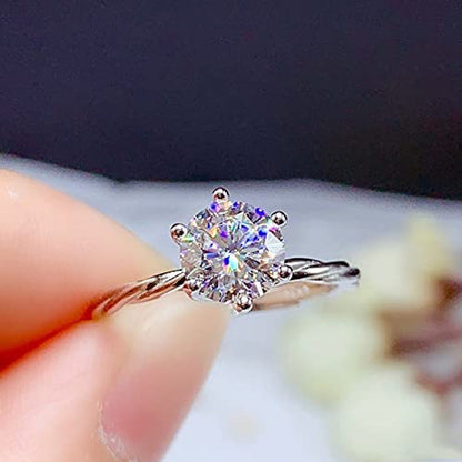 Shiny Full Diamond Ring 2Carat round Cut Cubic Zirconia Promise Wedding Ring for