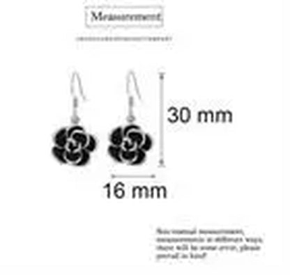 18K White Gold Plated Rhinestone Jewelry Sets Black Rose Flower Necklace Earring