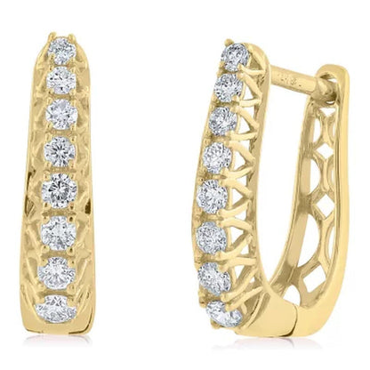 0.23 CT. T.W. Diamond Hoop Earrings in 14K Yellow Gold