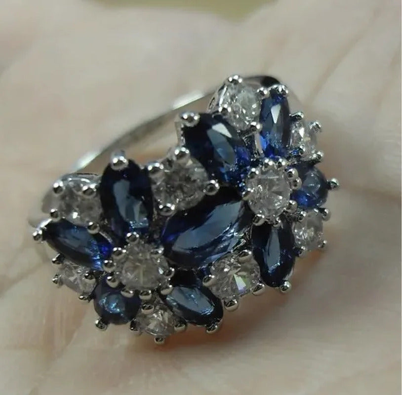 5-Color Natural 6.69CT White/Alexandrite/Sapphire/Ruby/Emerald Diamond 14K White