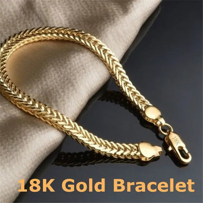 1/2/3Pcs 18K Solid Yellow Gold Bracelet Chain for Men Jewelry Women Jewelry 205M