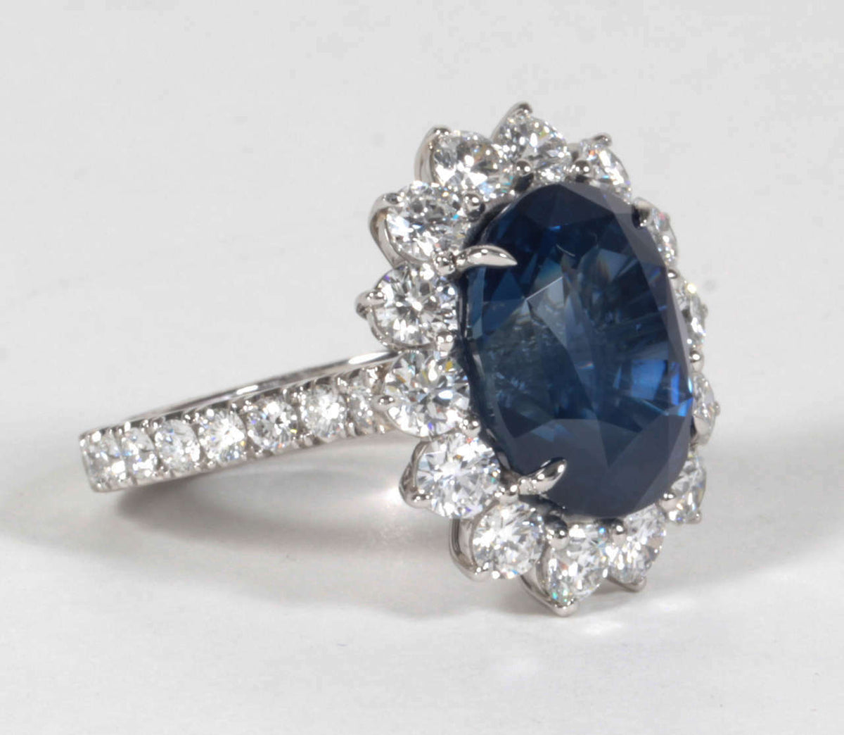 Elegant 11.73 Carat GIA Cert Sapphire Diamond Platinum Ring