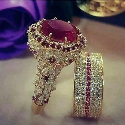 2Pcs/Set US European Handmade Luxury Exquisite Rings Fashion Jewelry Women'S Rin