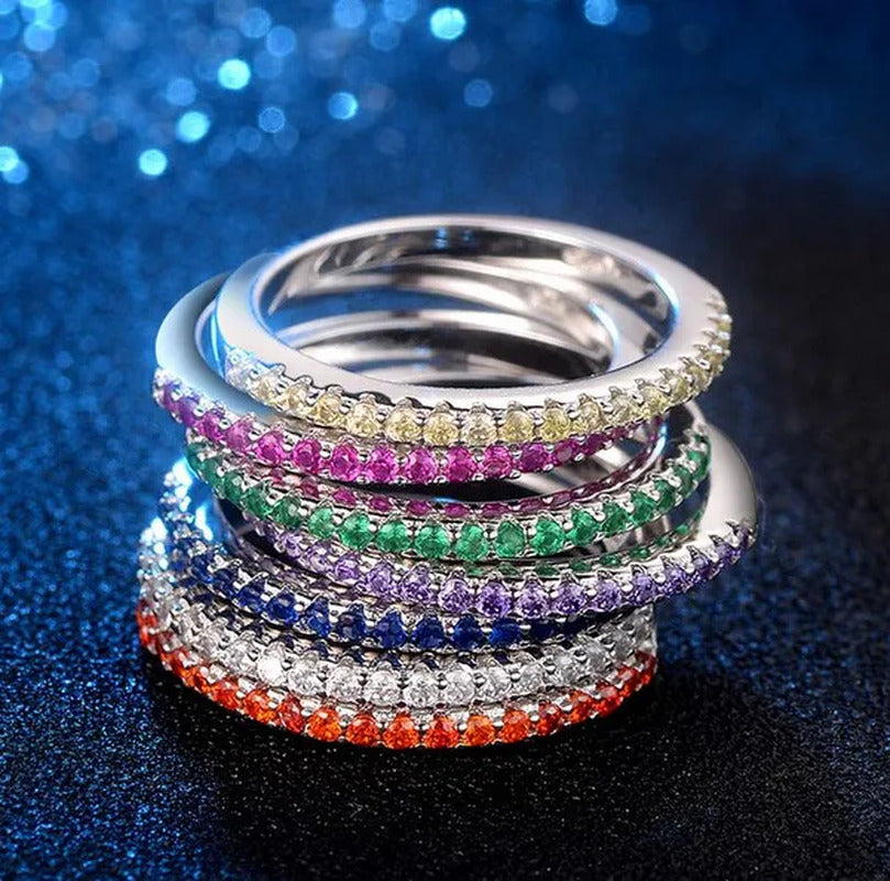 Gorgeous 925 Silver White Sapphire White Sapphire & Aquamarine & Sapphire & Ruby
