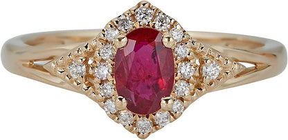 10K Yellow Gold Mozambique Genuine Ruby Ring with Diamonds for Women | Ethically