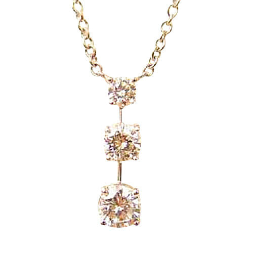 3 STONE ROUND BRILLIANT CUT PRONG SET DIAMOND PENDANT