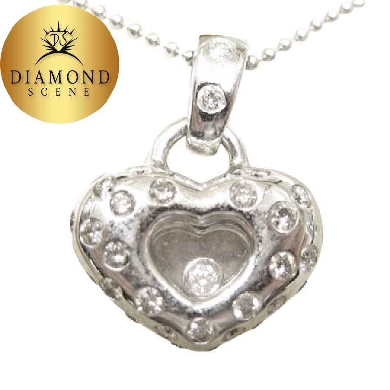 DIAMOND FLOATING ROUND BRILLIANT HEART SHAPE PENDANT