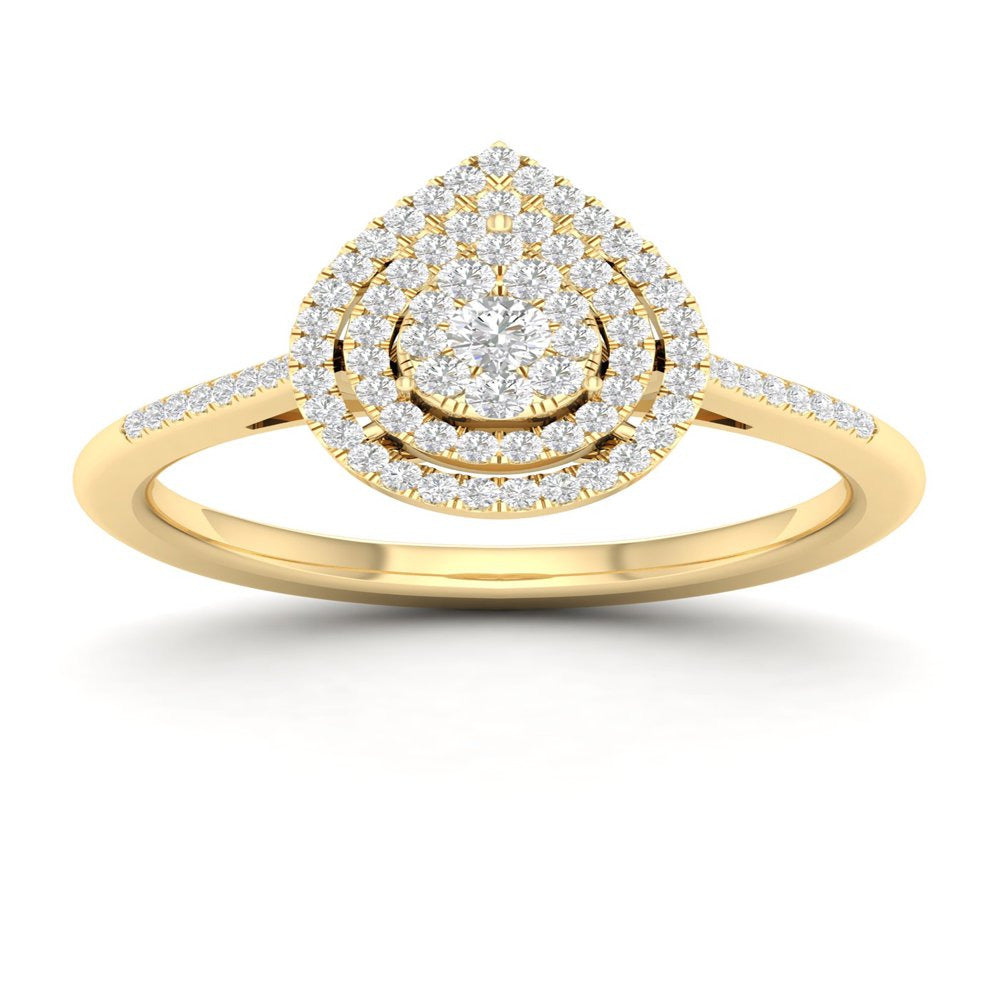 Imperial 1/4Ct TDW Diamond 10K Yellow Gold Pear Cluster Halo Engagement Ring (H-