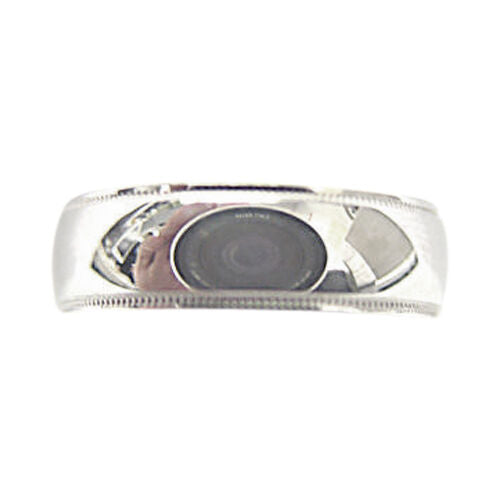 14 K WHITE GOLD POLISHED BEADED WEDDING BAND
