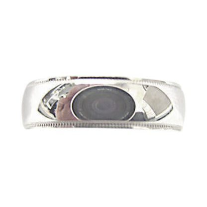 14 K WHITE GOLD POLISHED BEADED WEDDING BAND