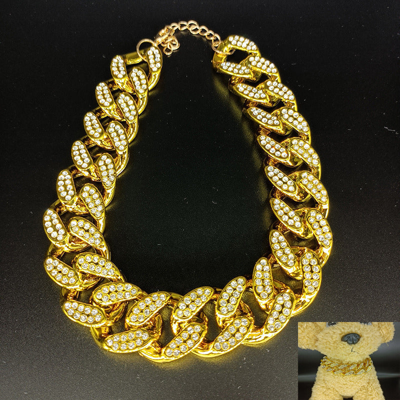 Pet Fashion Simple Diamond Gold Necklace