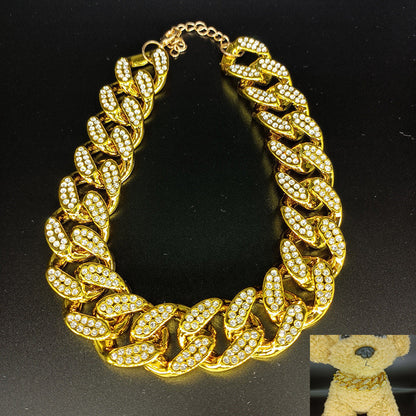 Pet Fashion Simple Diamond Gold Necklace