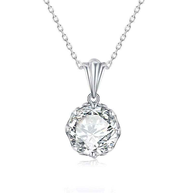 4 Carat Moissanite Necklace for Women D Color round Cut Pure 925 Silver Pass