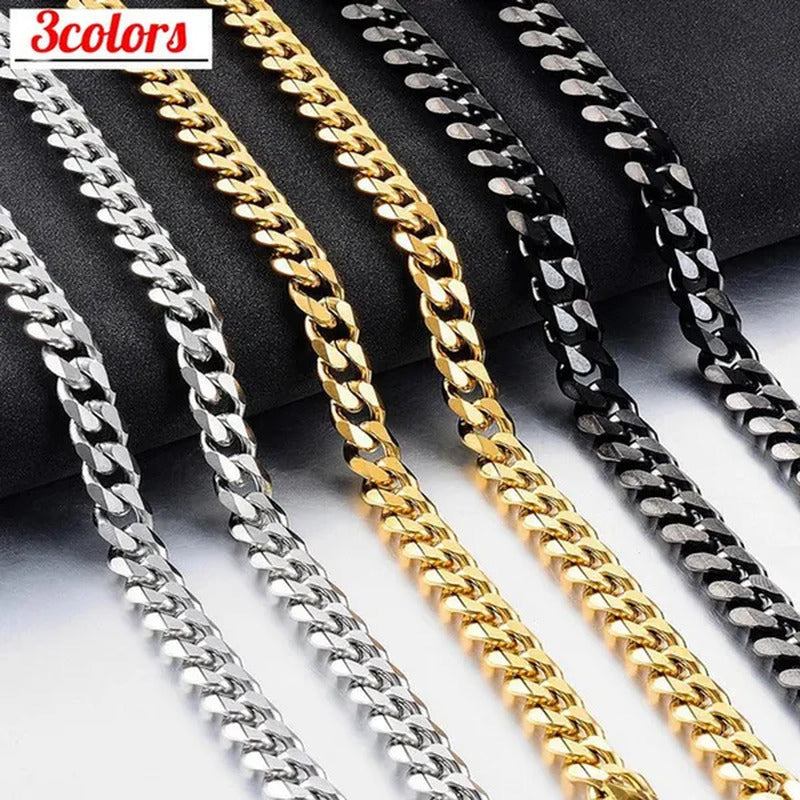 Hot Sale! Men'S Necklace Stainless Steel Cuban Link Chain Silver Gold Color Male