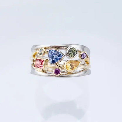 Princess Two-Tone 925 Sterling Silver Natural IF Diamond Bride Engagement Weddin