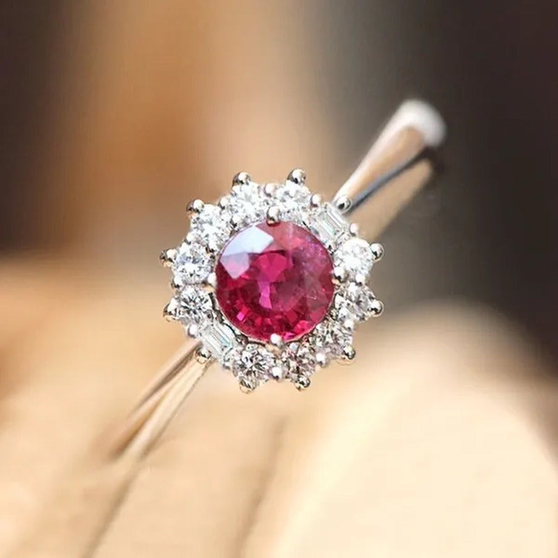 New Women Fashion Noble Ruby Ring Gold-Plated Jewelry Engagement Ring