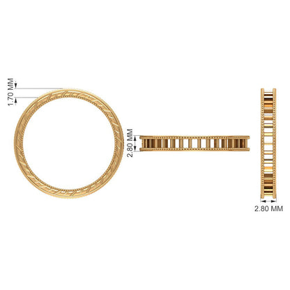 1 CT Created Blue Sapphire Eternity Ring with Milgrain Details, 14K Yellow Gold,