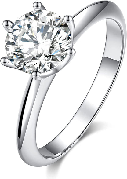 Moissanite Wedding Ring , Classic 1-3Ct Engagement Ring for Women, 925 Sterling