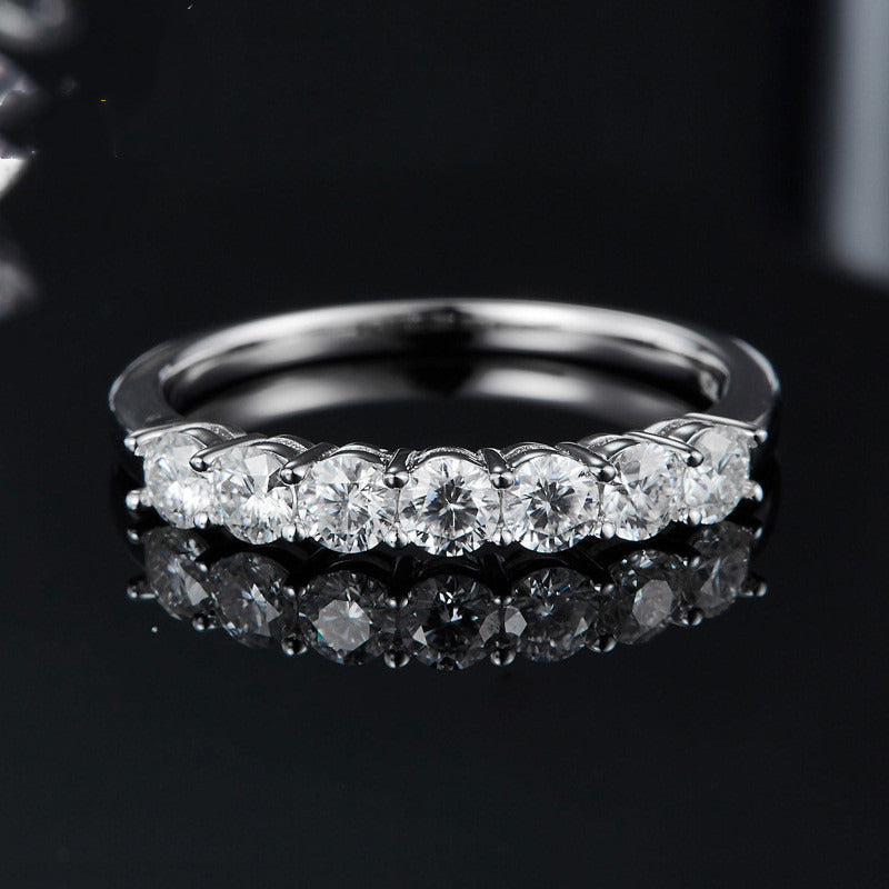 S925 Silver Ring Cross Border E-Commerce Rings Mosangshi Ring Belt Drill