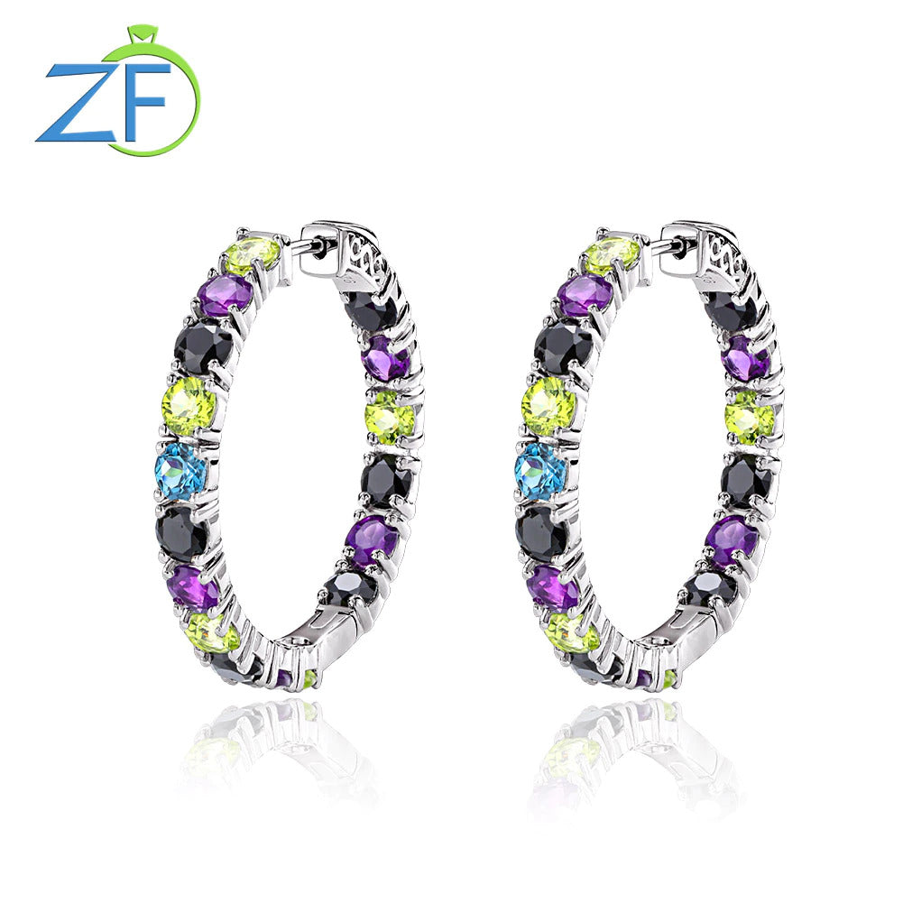 New Fashion Natural Blue Topaz Amethyst Multi Gemstone Custom Jewelry 925