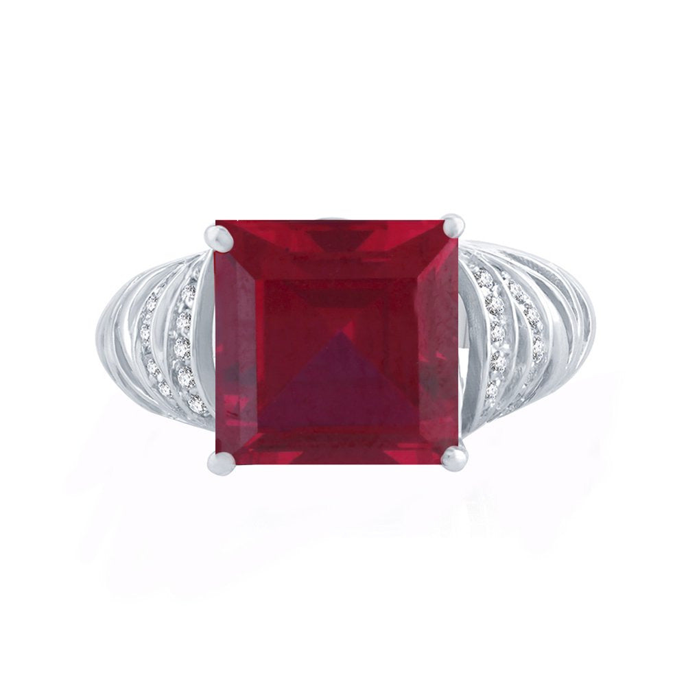 Sterling Silver with Ruby and White Topaz Cocktail Ring