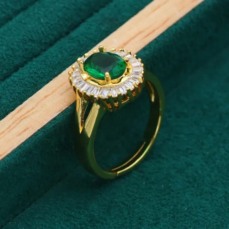 New Arrivals Gold Color Jewelry Sets for Women Wedding Green Zircon Bracelet Ear