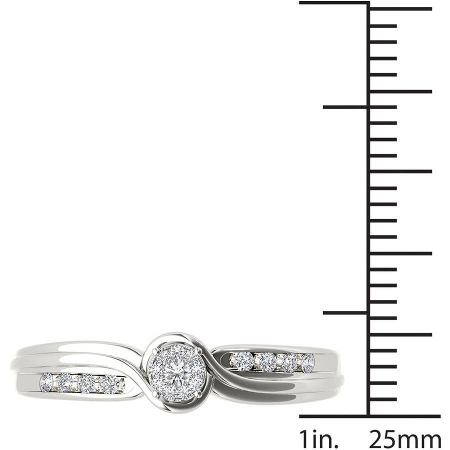 1/10 Carat T.W. Diamond Cluster 10Kt White Gold Engagement Ring