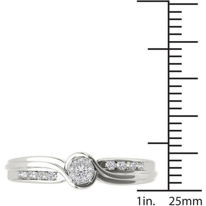 1/10 Carat T.W. Diamond Cluster 10Kt White Gold Engagement Ring