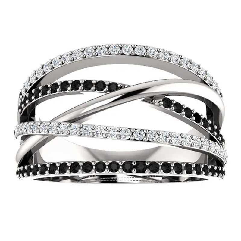 Solid 925 Sterling Silver Natural Black Sapphire Diamond Ring Anniversary Gift E