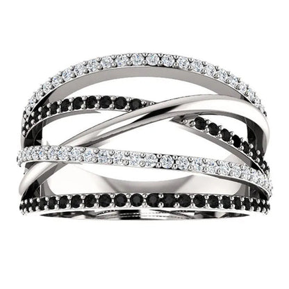 Solid 925 Sterling Silver Natural Black Sapphire Diamond Ring Anniversary Gift E