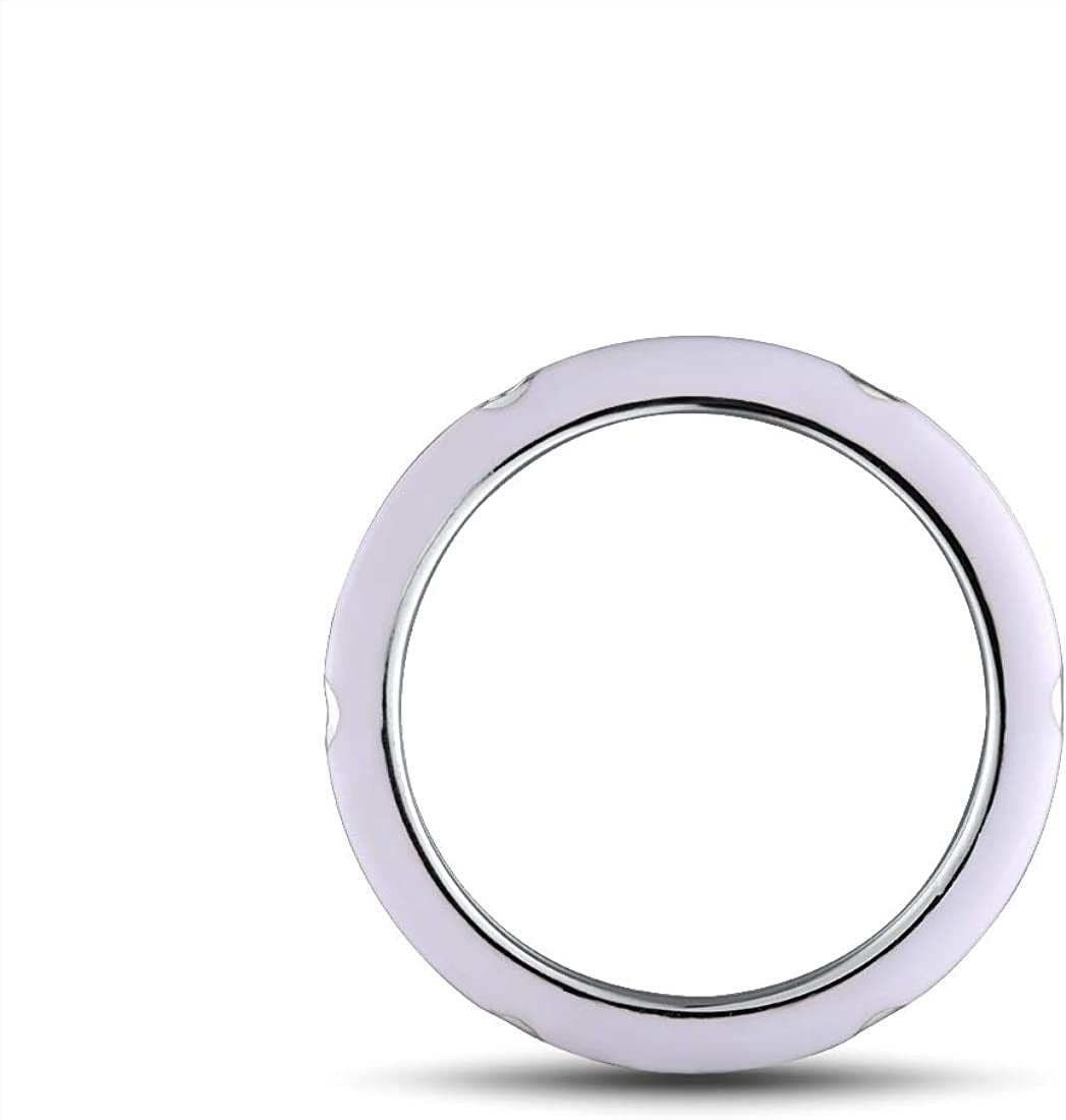 Stackable Enamel Ring 925 Sterling Silver Cubic Zirconia Rainbow Eternity Stacki