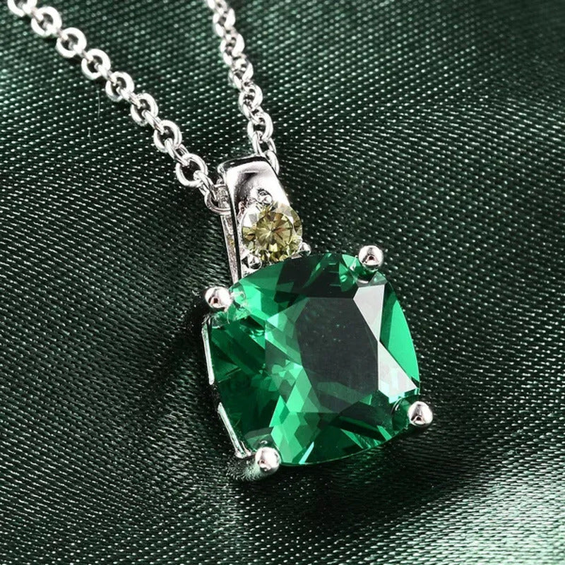 Shop LC Emerald Pendant Necklace for Women Created Peridot 925 Sterling Silver G