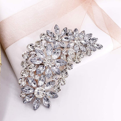 Vintage Austrian Crystal Flower Leaf Bouquet Clusters Large Big Brooch Pin for W