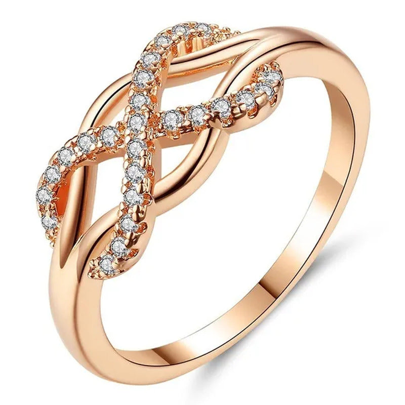 Crystal Infinity Ring Women'S Fashion Rose Gold Color Ring Wedding Jewelry