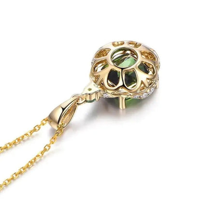 Fashion Emerald Gemstone Pendant 18K Gold Women Necklace Bridal Wedding Paryt Je