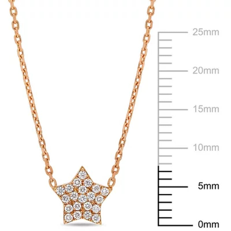0.11 CT. T.W. Diamond Star Necklace in 18K Rose Gold