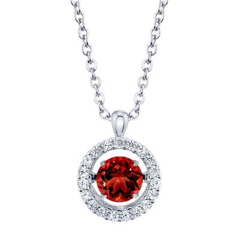 Dancing Genuine Garnet and Lab Created White Sapphire Pendant and Earring Set in