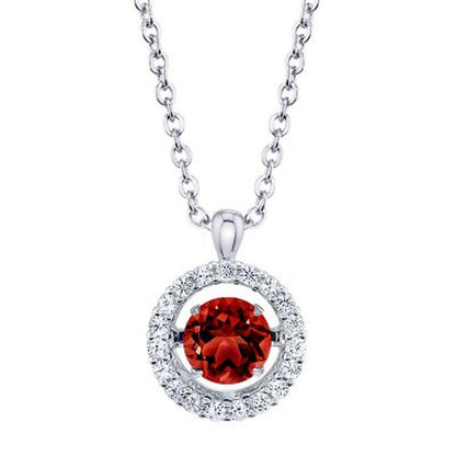 Dancing Genuine Garnet and Lab Created White Sapphire Pendant and Earring Set in