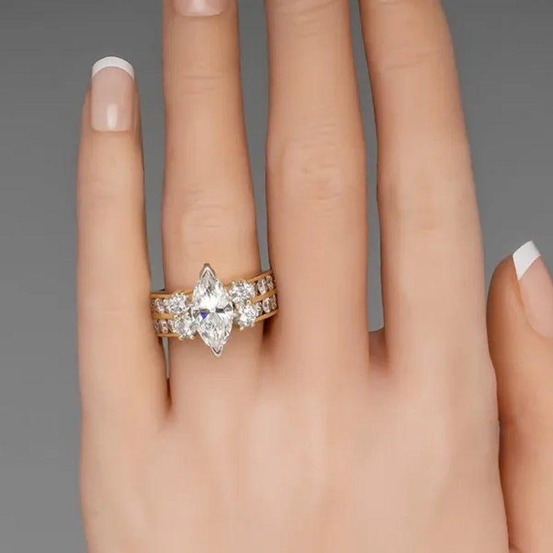 Exquisite 18K Gold Marquise Diamond Rings for Women Engagement Rings Elegant Bri